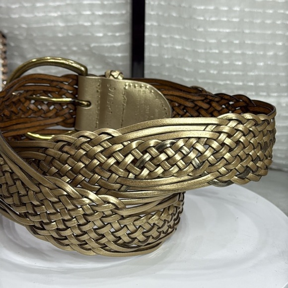 (H)White Stag Gold Braided Belt vintage leather Accessory,Sz L women’s - Picture 3 of 12